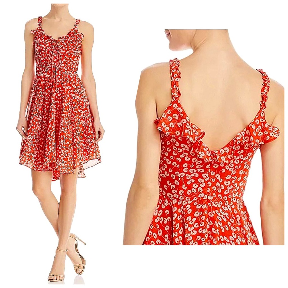 Lined AQUA Lace-up Floral Dress
